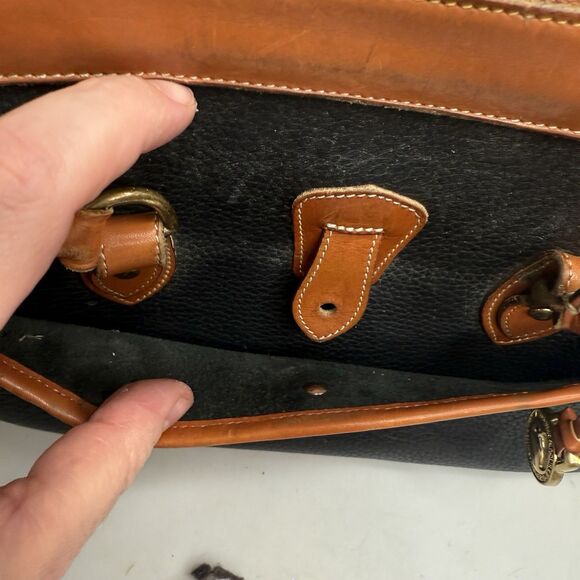 Dooney & Bourke Vintage AWL Satchel Black Pebble Brown Trim Model A5 085771 -GUC - Picture 16 of 16